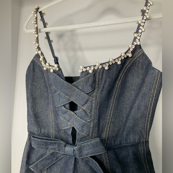 Area Crystal Pearl Corset Mini Dress - Picture 2 of 4
